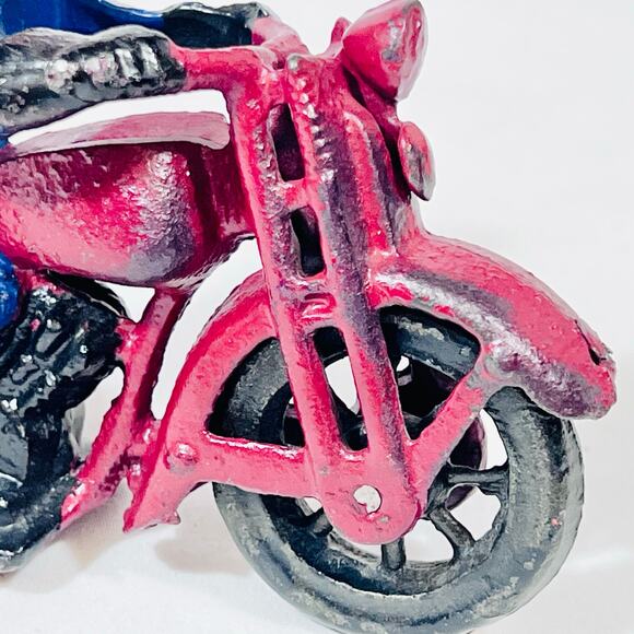 Vintage Iron Art Patrol Motorcycle Cast Iron Toy Policeman Reproduction 60s - Picture 14 of 14